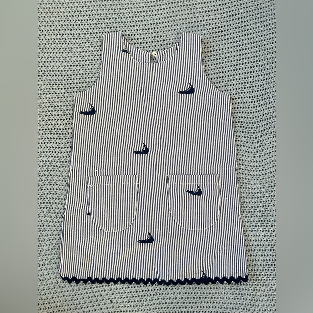 Piping Prints Nantucket Seersucker Navy Dress 18-24months